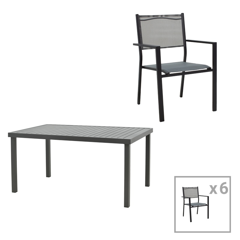 Set masă și scaune de exterior, 7 Piese, Model Moly-Kliton, Antracit, 150x80x74 cm