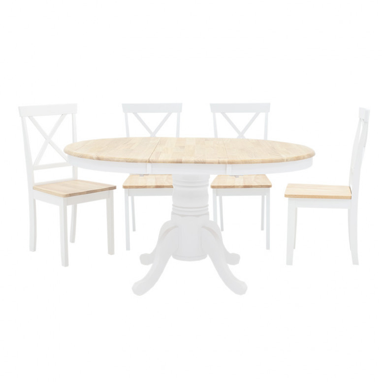 Set Masa si Scaune Lars 5 Piese Alb - Natural 100(+38)x100x75 cm - 3 | YEO
