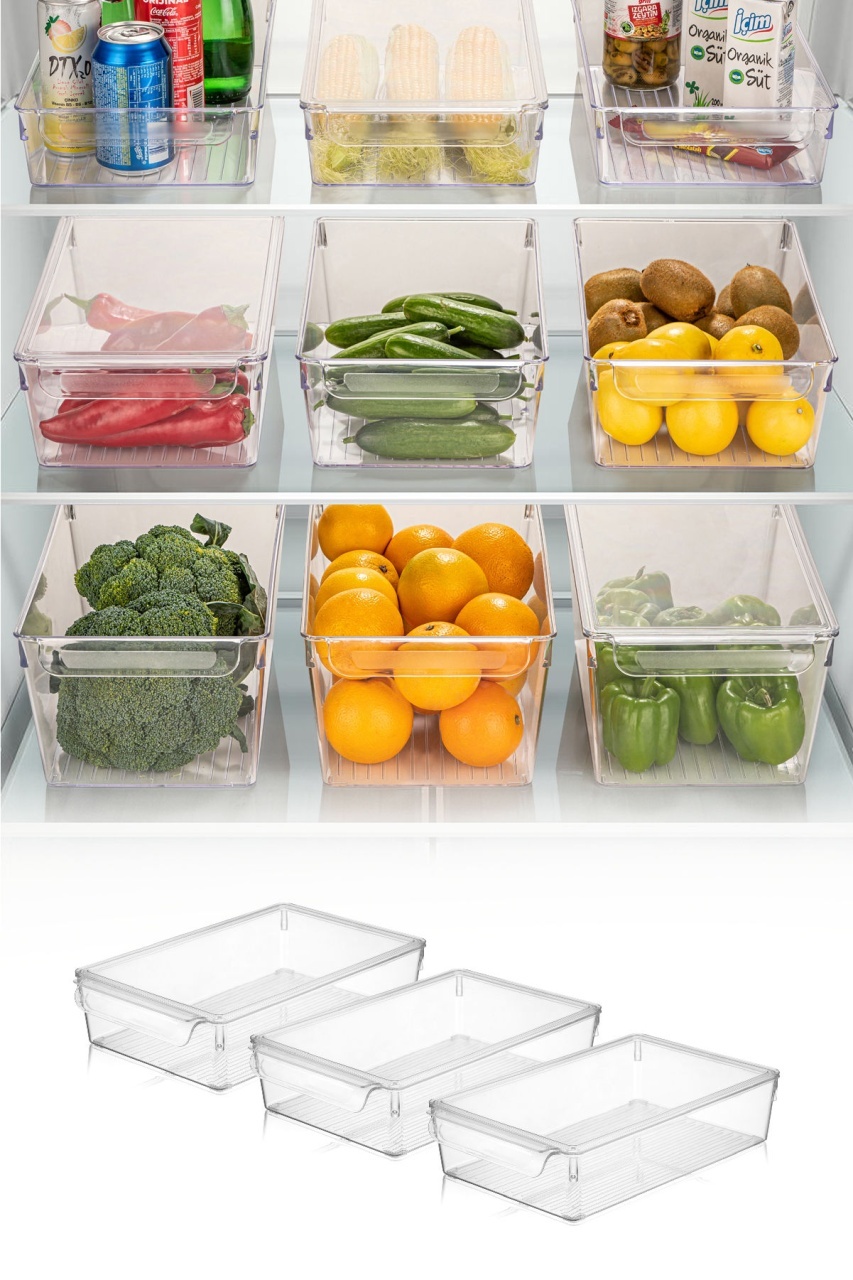 Set organizator frigider, 3 piese 729 Transparent 20x32.5x7 cm