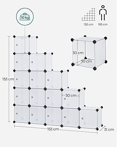 Sistem de depozitare modular, 15 cuburi Model Braelynn, Alb, 123x31x123 cm