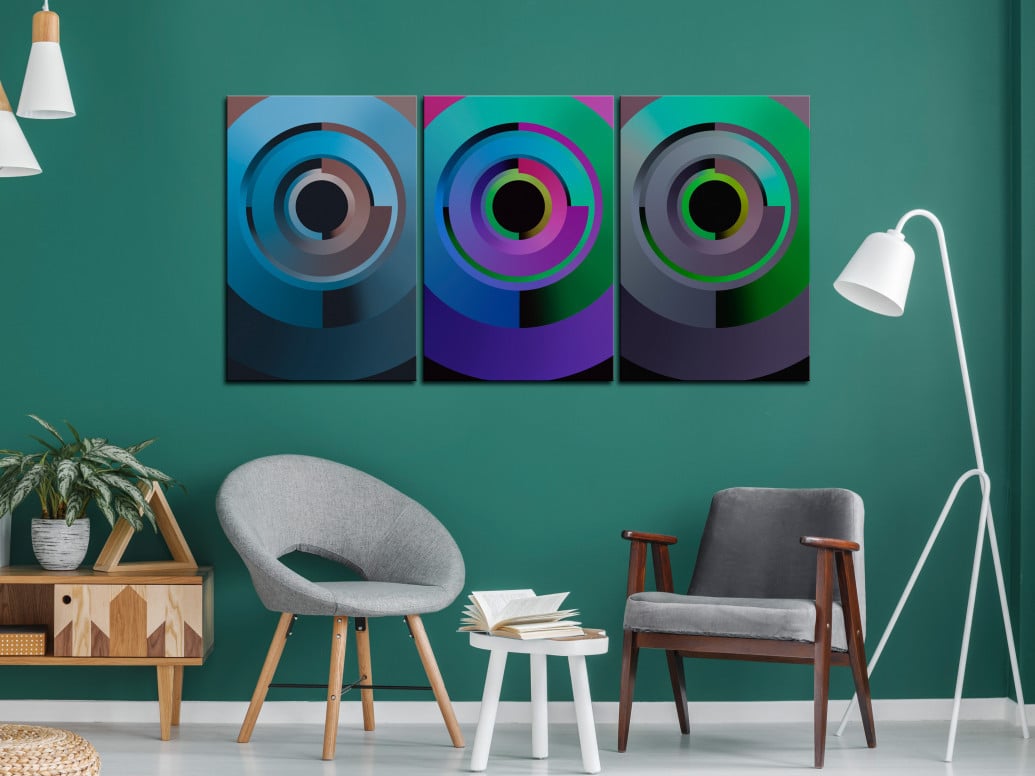 Tablou - Gradient Circles (3 Parts) 120x60 cm - 1 | YEO