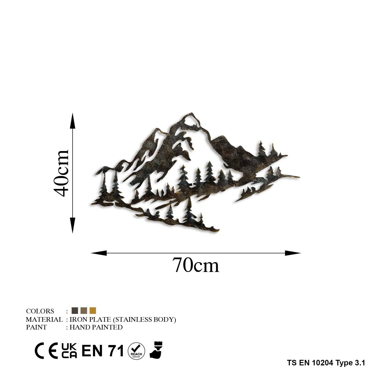 Tablou metalic Mountain Multicolor 70x40x1.5mm