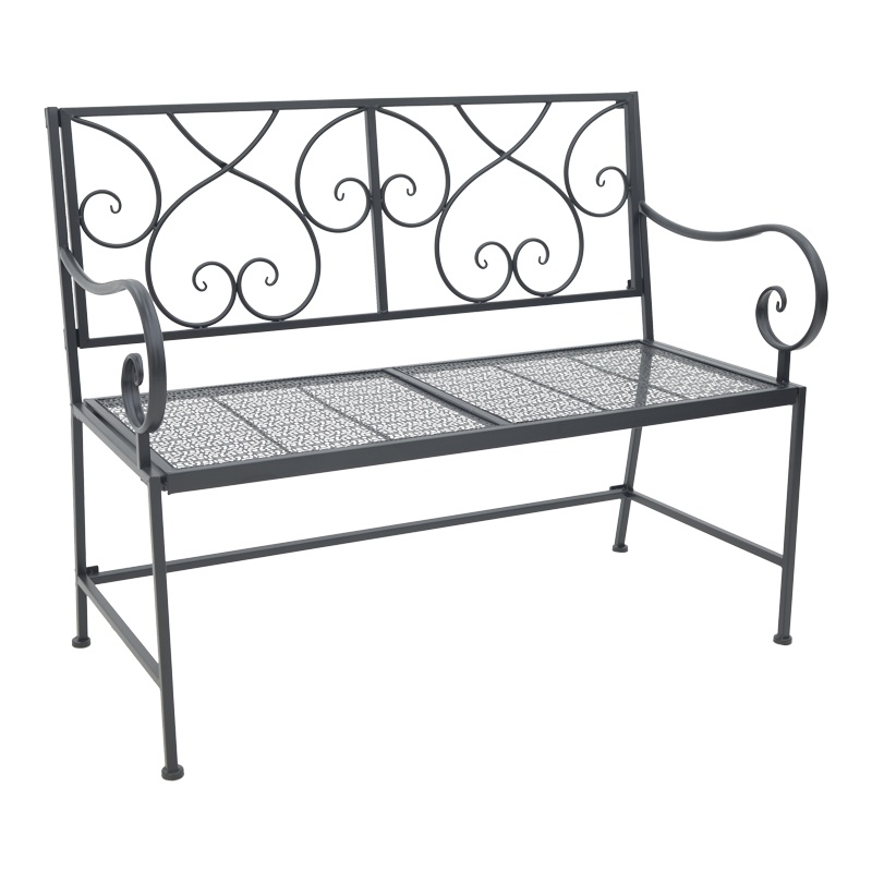 Banca de Gradina Metalica Model Cazpo, Negru, 114x45x90 cm