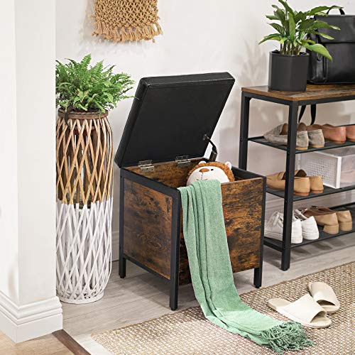 Banca hol tip Cufar Model Halle, Maro rustic / Negru, 40x40x50 cm - 2 | YEO
