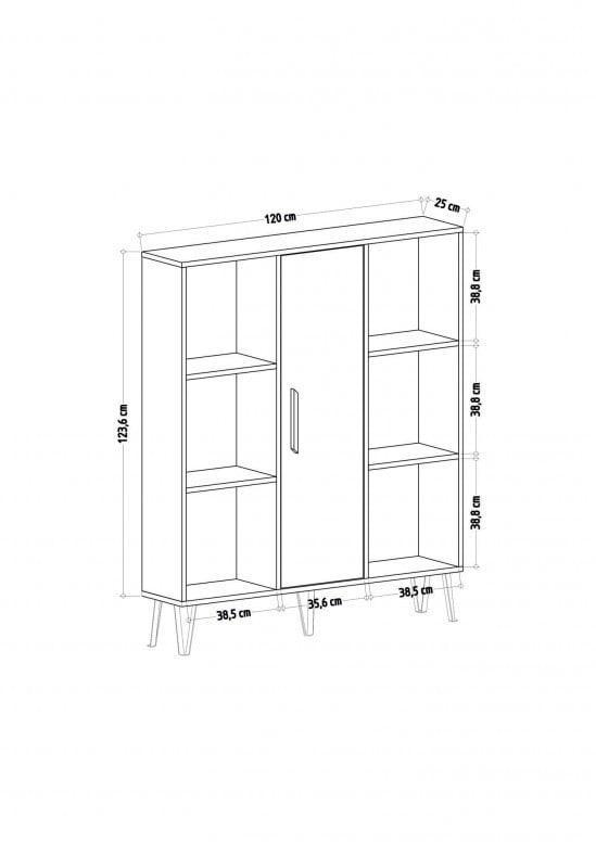 Biblioteca Model Peoria, Alb, 120x141.6x25 cm