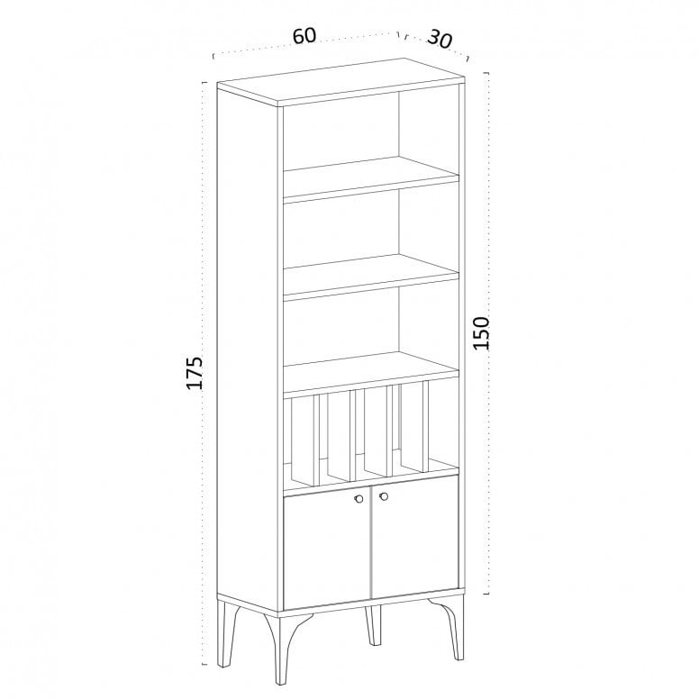 Biblioteca Model Spica, Alb, 60x175x30 cm