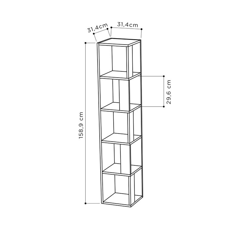 Biblioteca Pako World, Model de, 31.5x31.5x159 cm, Natur - 2 | YEO