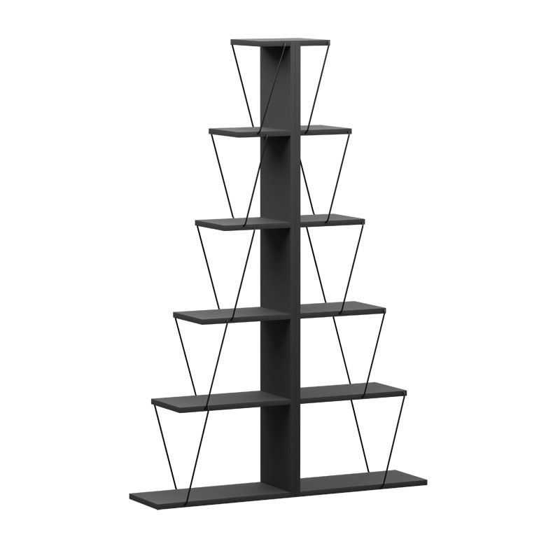 Biblioteca Pako World, Model mini, 130x22x146 cm, Gri Inchis/Negru