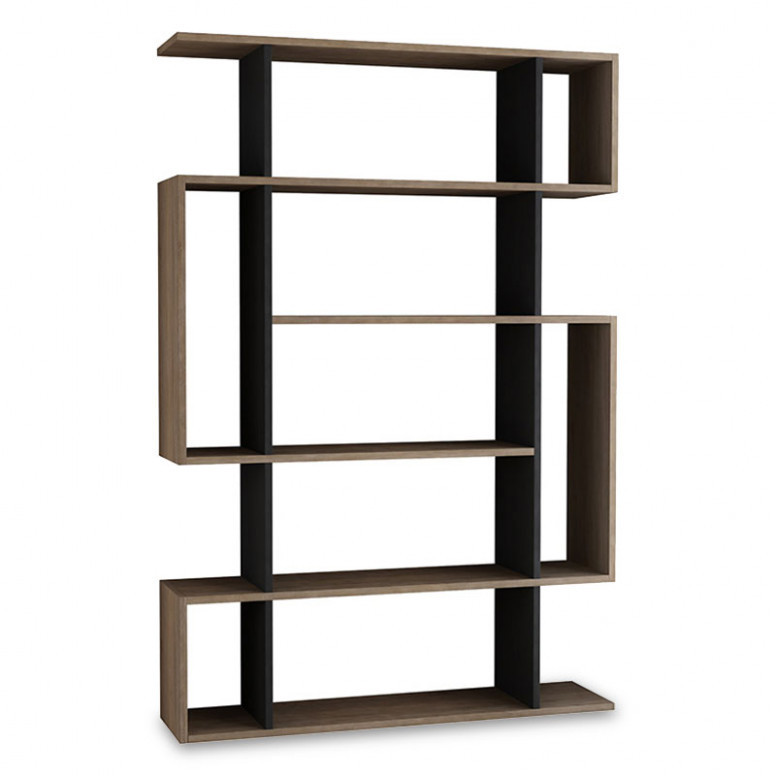 Biblioteca Pako World, Model Mito, 108.5x25.5x161 cm, Antracit/Stejar