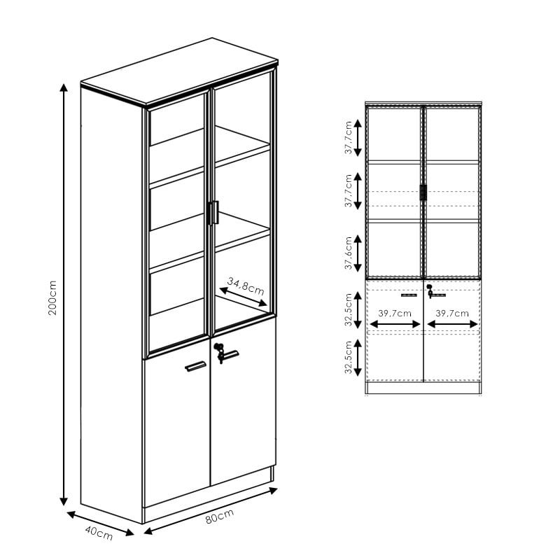 Biblioteca Pako World, Model Oscar, 80x40x200 cm, Nuc/Antracit