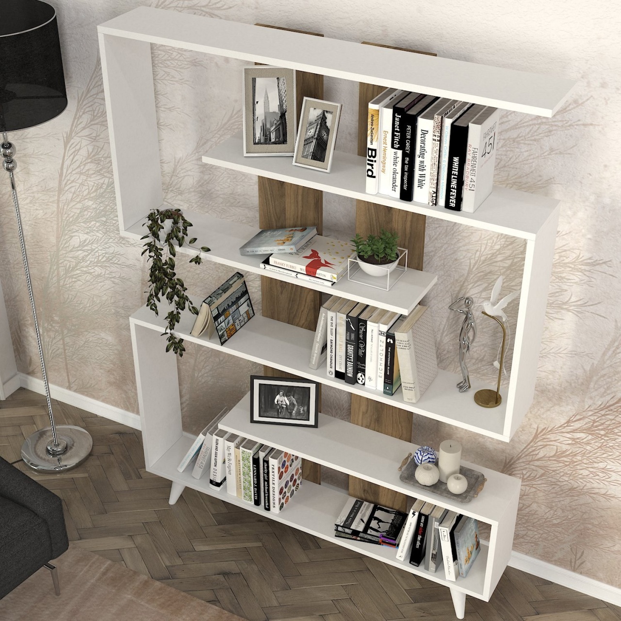 Bibliotecă Rain Alb 120x162x20 cm - 2 | YEO