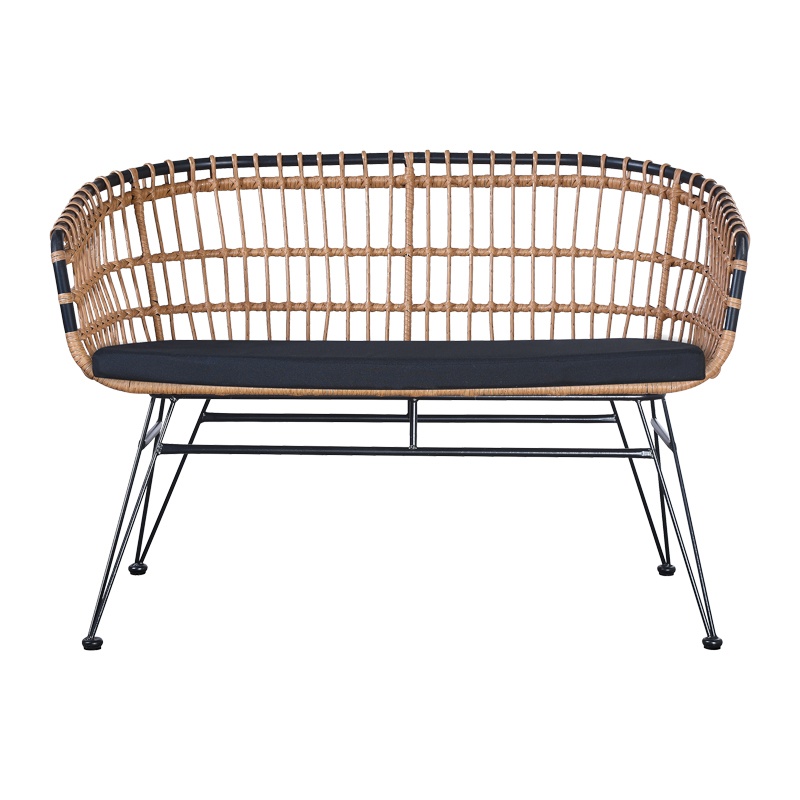Canapea de exterior, 2 locuri, Model Naoki, Natural/Negru, 120x62x79 cm - 1 | YEO
