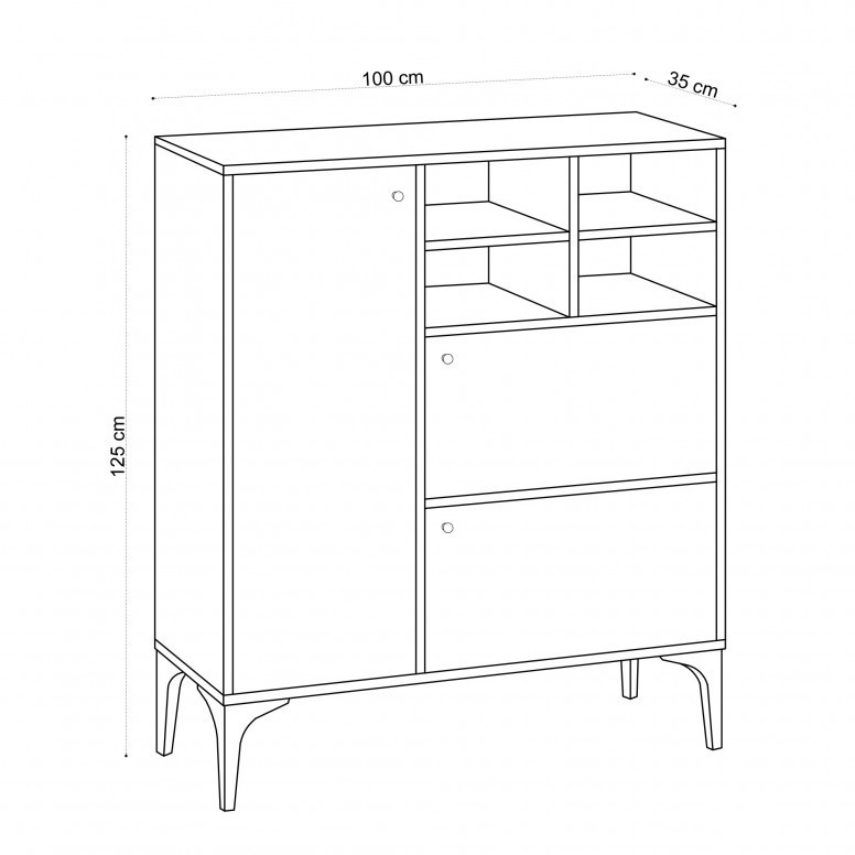 Comoda Model Ewa, Stejar, 100x35x125 cm - 4 | YEO