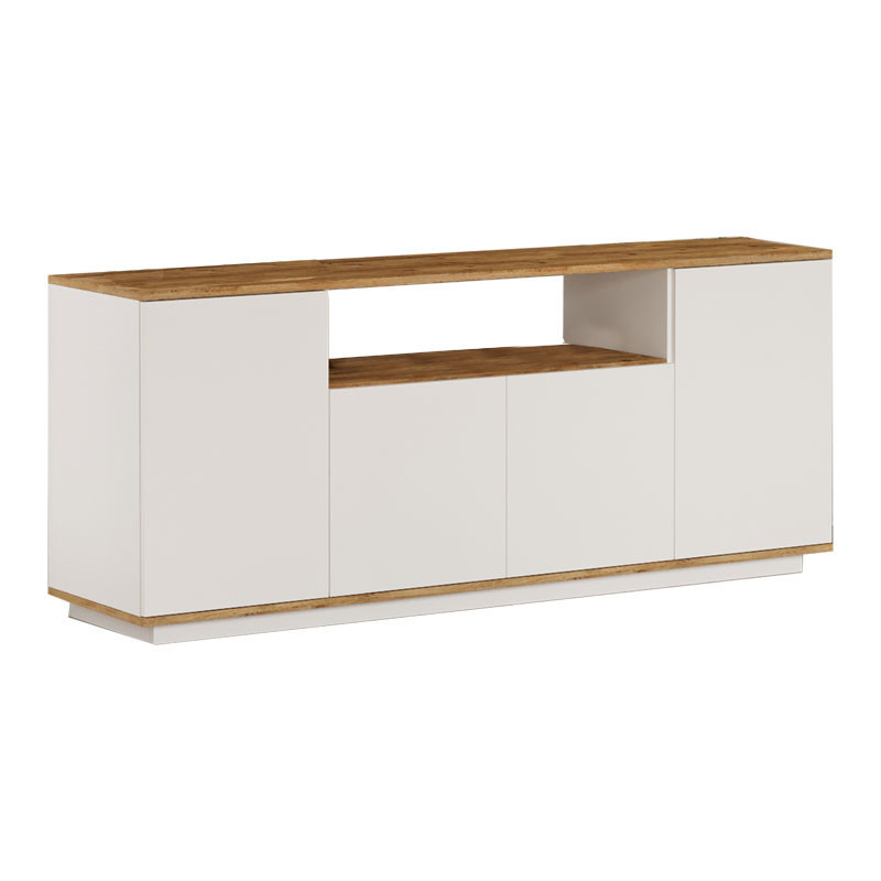 Comoda Model Placefol, Alb/Natur, 180x44.5x75 cm
