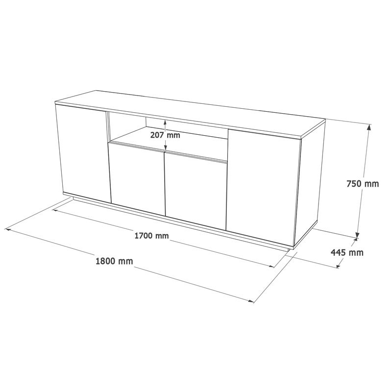 Comoda Model Placefol, Alb/Natur, 180x44.5x75 cm - 3 | YEO