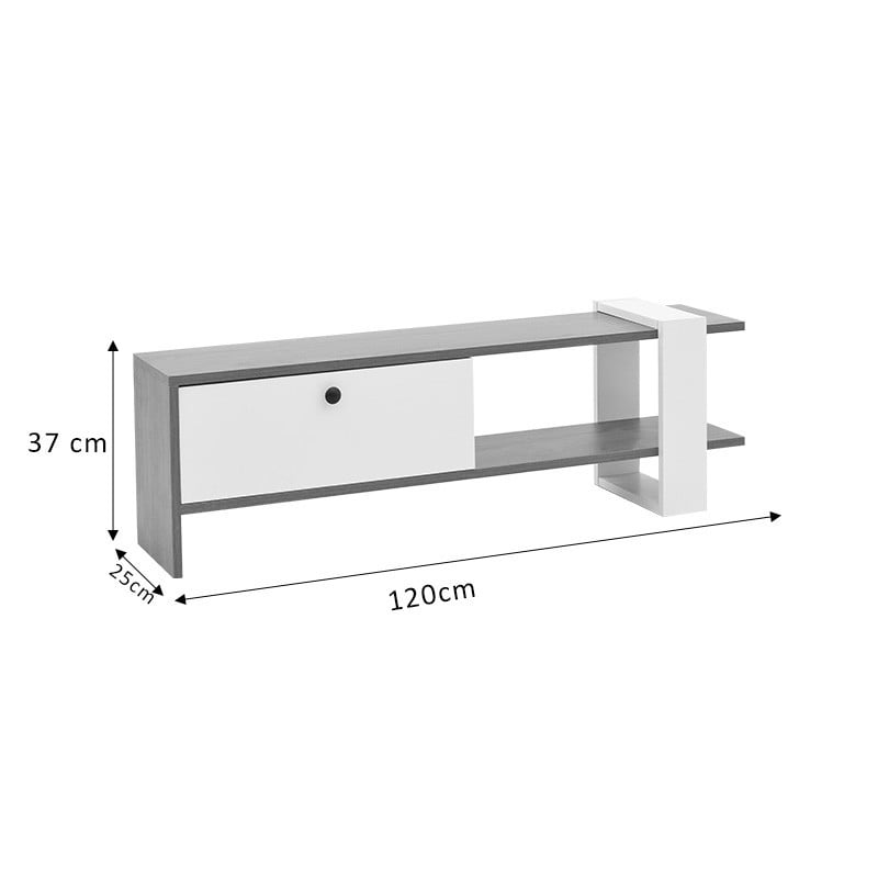 Comoda TV - Consola Salon culoarea alb - culoarea nuc 120x25x37cm