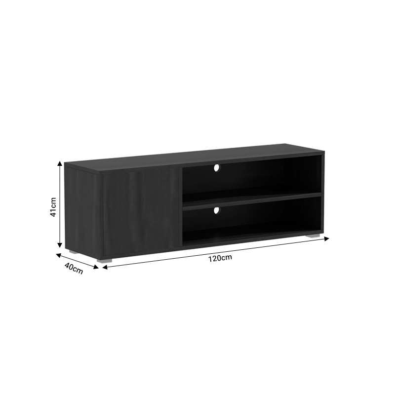 Comodă TV Model Ellon, Negru, 120x40x41 cm - 4 | YEO