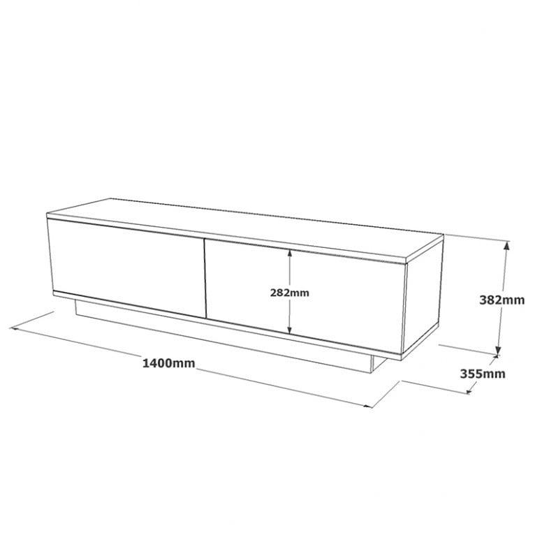 Comoda TV Pako World, Model Zoeva, 140x35.5x38 cm, Gri ciment