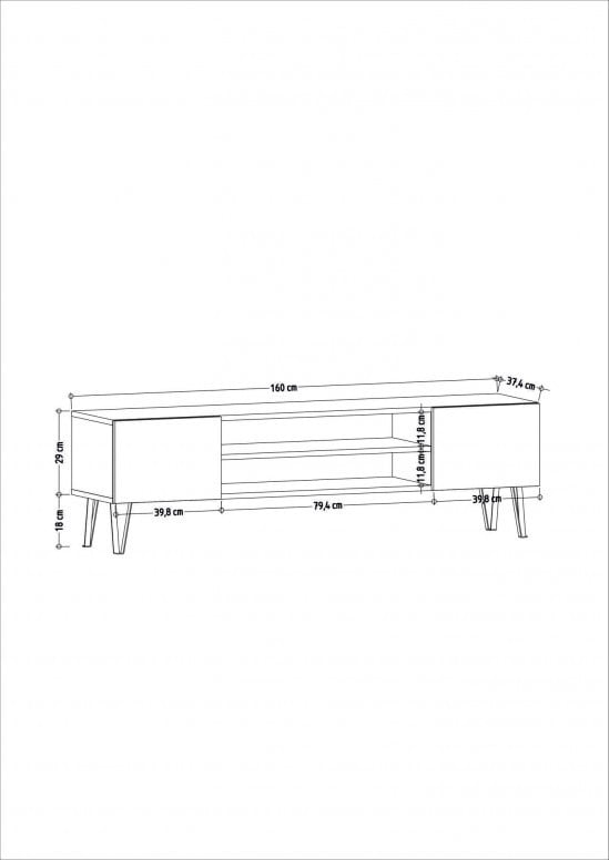 Comoda TV Salvador, Model Bloom, 160x47x37.4 cm, Stejar/Antracit