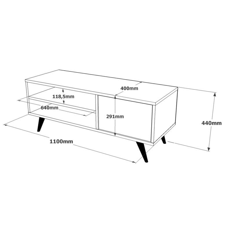 Comoda TV Salvador, Model CD1, 110x44x40 cm, Pin atlantinc