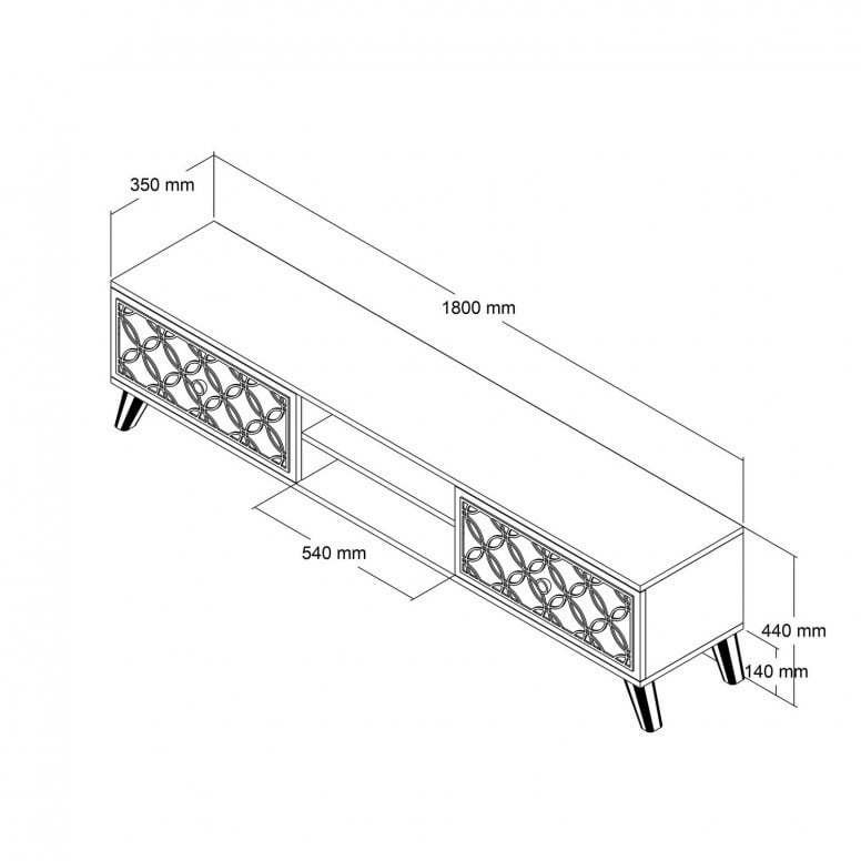 Comoda TV Salvador, Model Class, 180x44x35 cm, Nuc/Galben