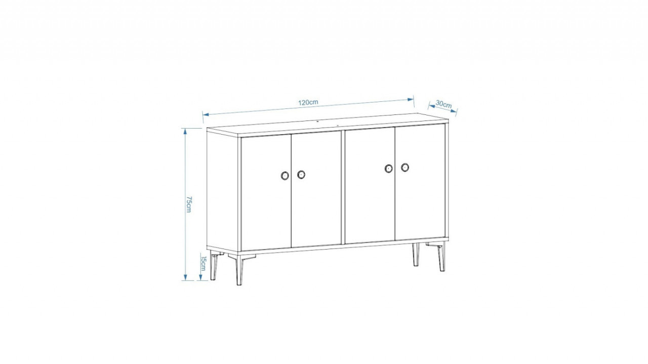 Comoda TV Salvador, Model Cria, 120x75x30 cm, Alb - 4 | YEO