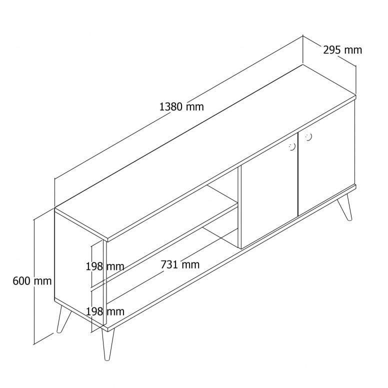 Comoda TV Salvador, Model Everest1572, 138x60x29.5 cm, Stejar