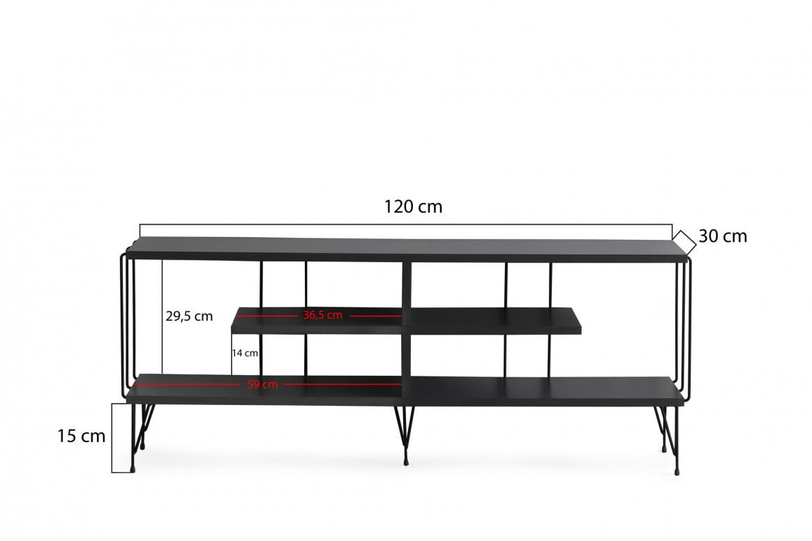 Comoda TV Salvador, Model Eze, 120x44.5x30 cm, Antracit