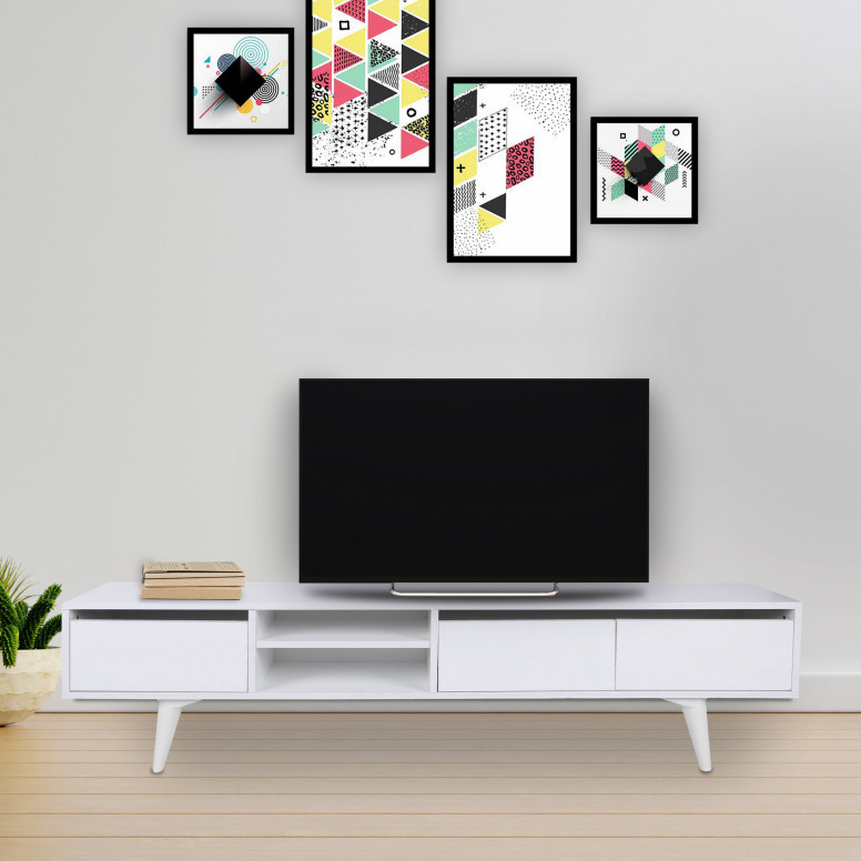 Comoda TV Salvador, Model Graz, 180x30x45 cm, Alb