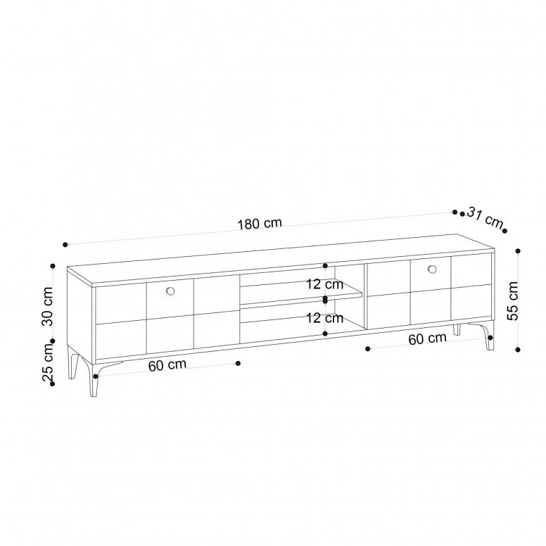 Comoda TV Salvador, Model Hera, 180x55x31 cm, Stejar