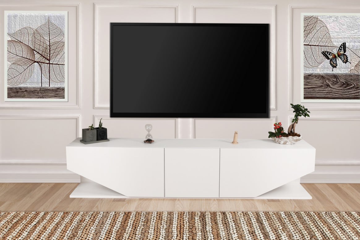 Comoda TV Salvador, Model İnci, 180x40x30 cm, Alb