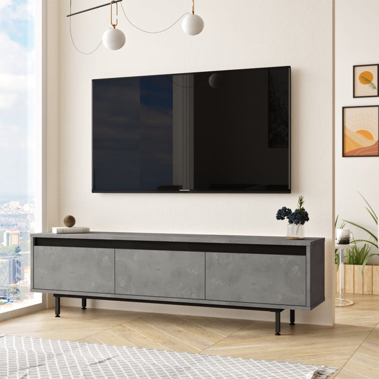 Comoda TV Salvador, Model LV1, 160x45.2x35.5 cm, Gri - 1 | YEO