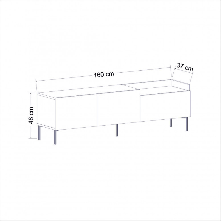 Comoda TV Salvador, Model Mia, 160x48x37 cm, Antracit - 2 | YEO