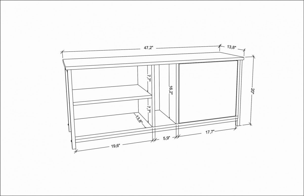 Comoda TV Salvador, Model Neola, 120x50.8x35.3 cm, Alb