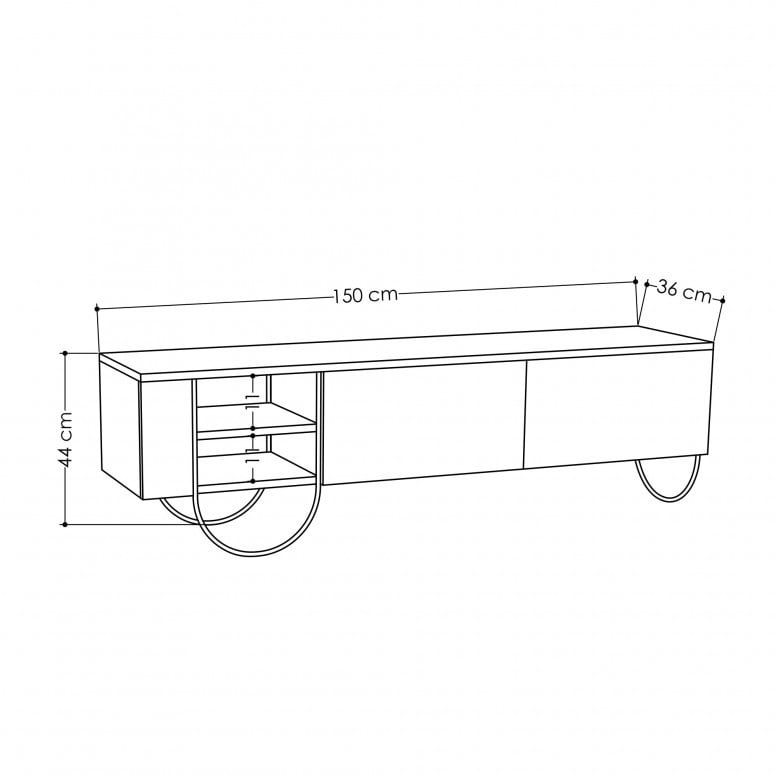 Comoda TV Salvador, Model Norfolk, 150x44x36 cm, Mocha deschis