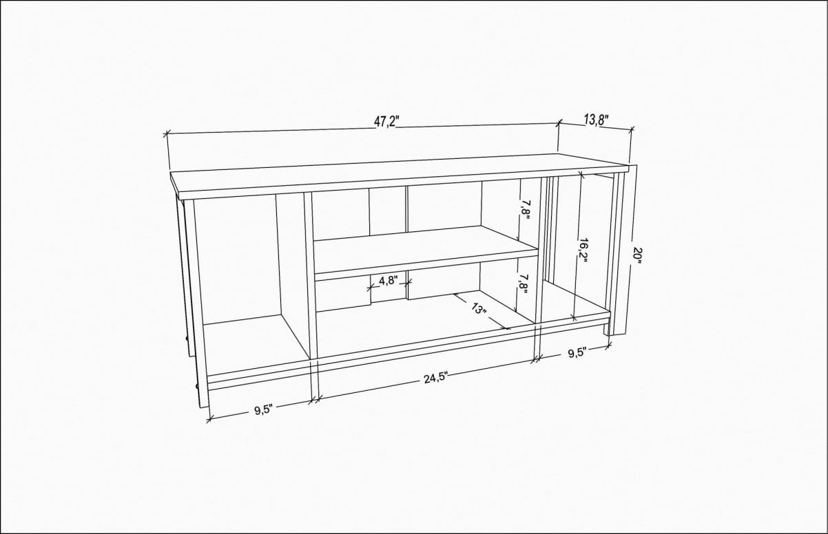 Comoda TV Salvador, Model Rinaldo, 120x50.8x35 cm, Negru/Alb