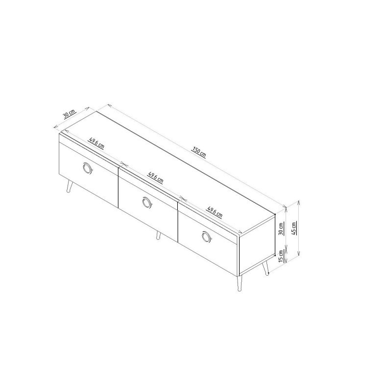 Comoda TV Salvador, Model Safar, 150x45x30 cm, Alb