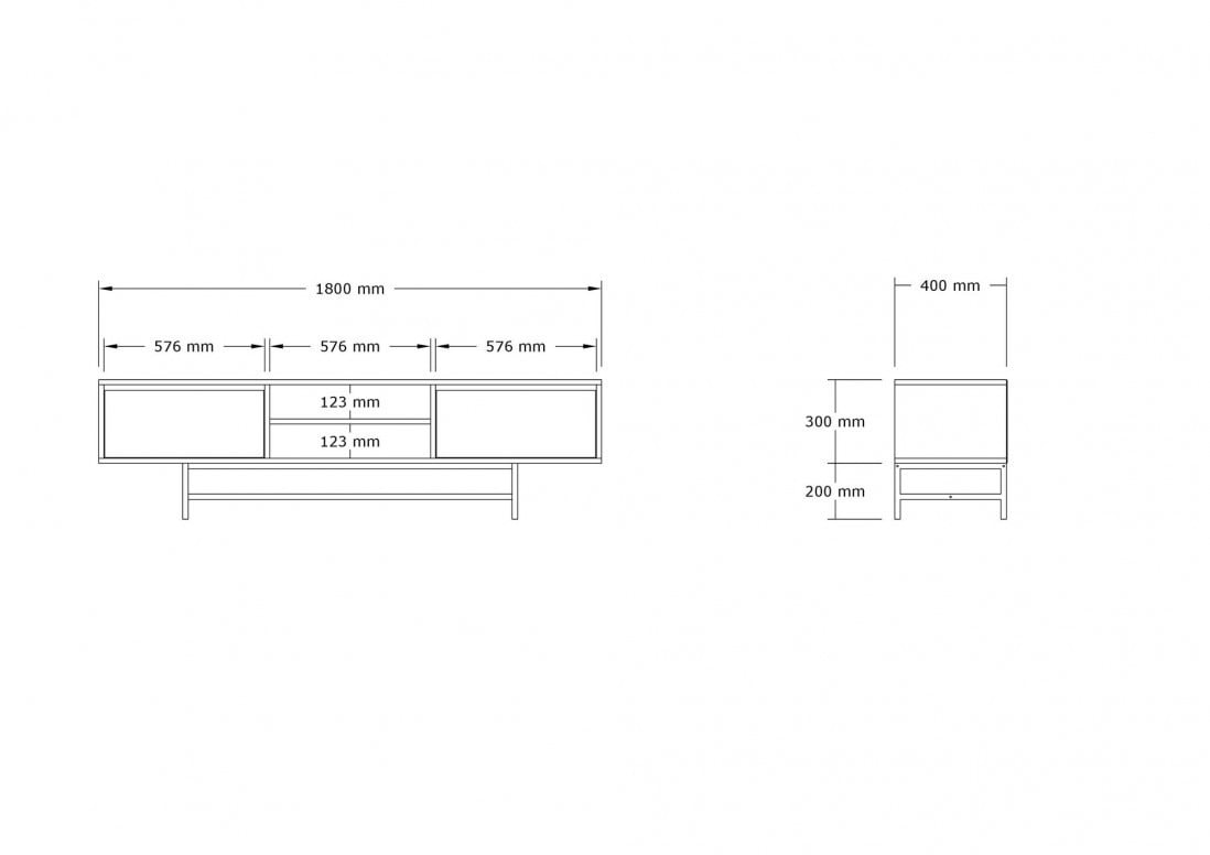 Comoda TV Salvador, Model Tauber, 180x50x40 cm, Alb - 4 | YEO