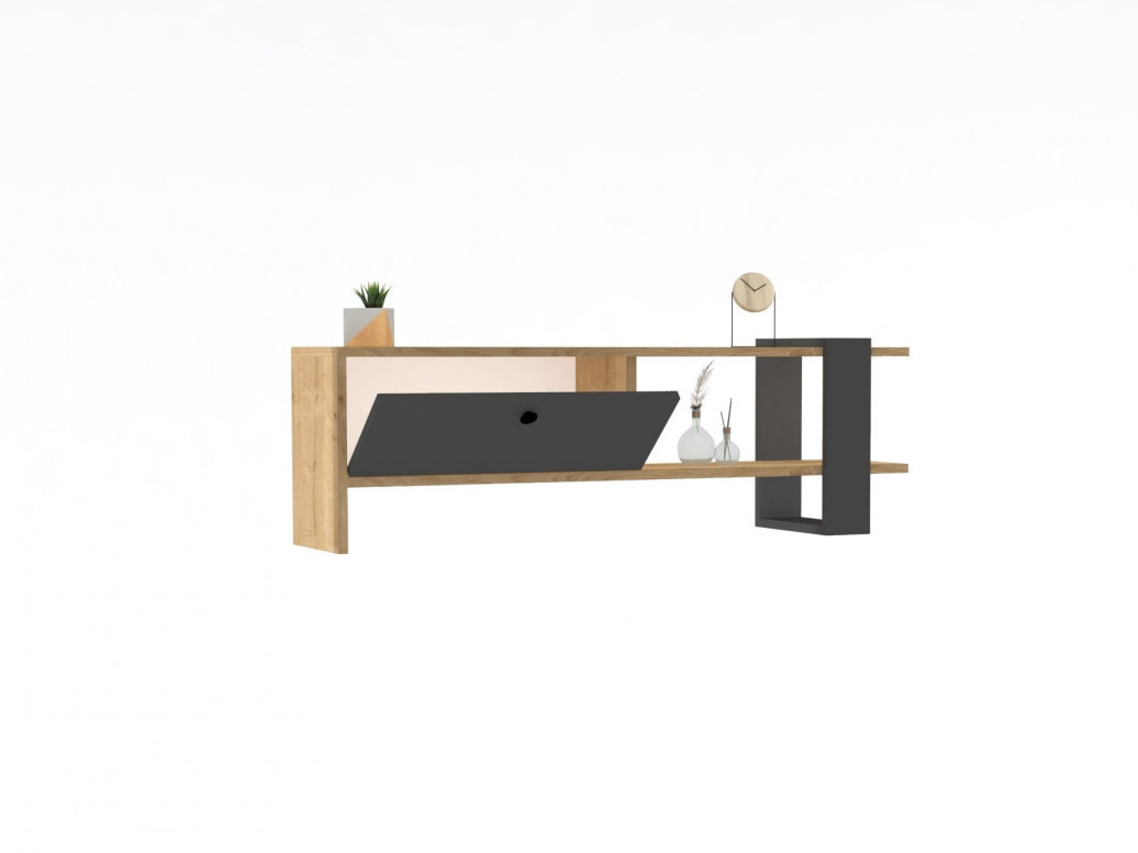 Comoda TV Salvador, Model Yonca, 120x36.8x25 cm, Stejar/Antracit - 2 | YEO