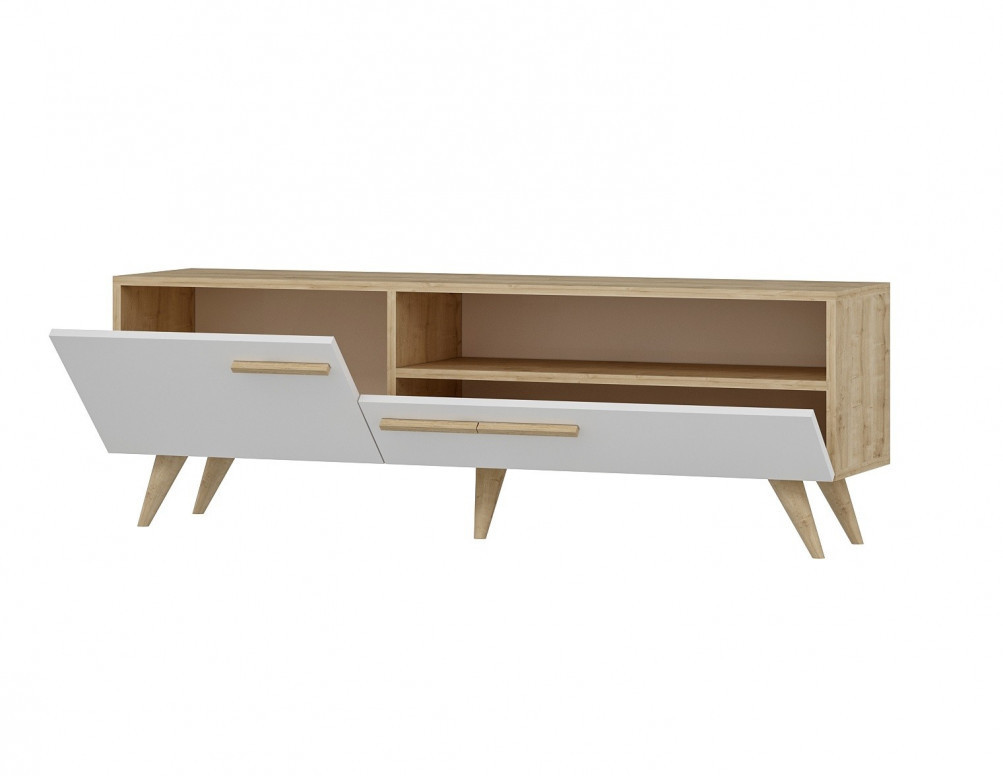 Comoda TV Salvador, Model Zera, 150x50x35 cm, Alb - 3 | YEO