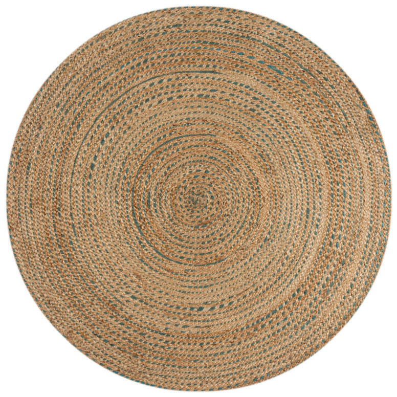 Covor Capri Jute Circle Natural/Albastru 133X133 cm, rotund, Flair Rugs - 1 | YEO