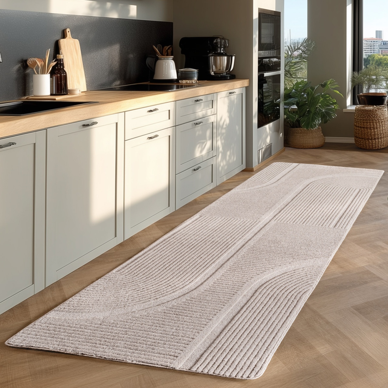 Covor traversa Pompei V2 Crem, 80 x 150 cm