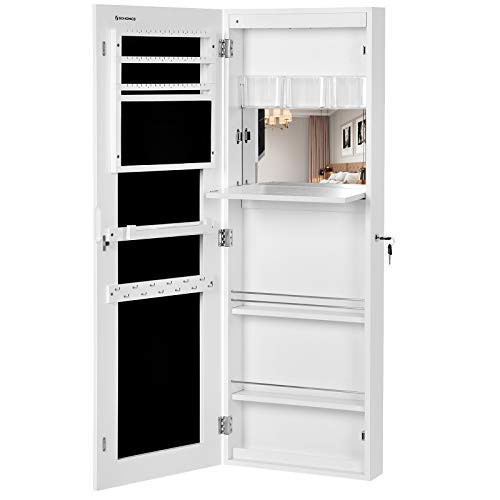 Dulap bijurerii cu oglinda, Songmics, Alb, 108x10x37.2 cm - 2