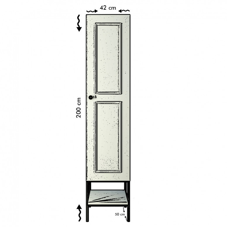 Dulap haine Model Martin, Alb marmorat/Negru/Auriu, 42x50x200 cm - 1 | YEO