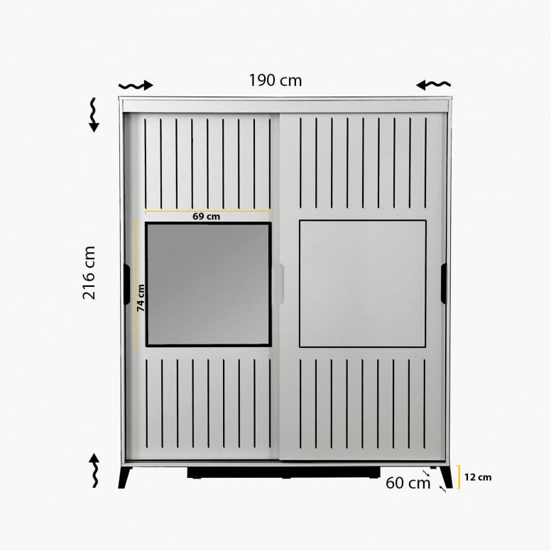 Dulap haine Model Pacific, Alb, 190x60x216 cm