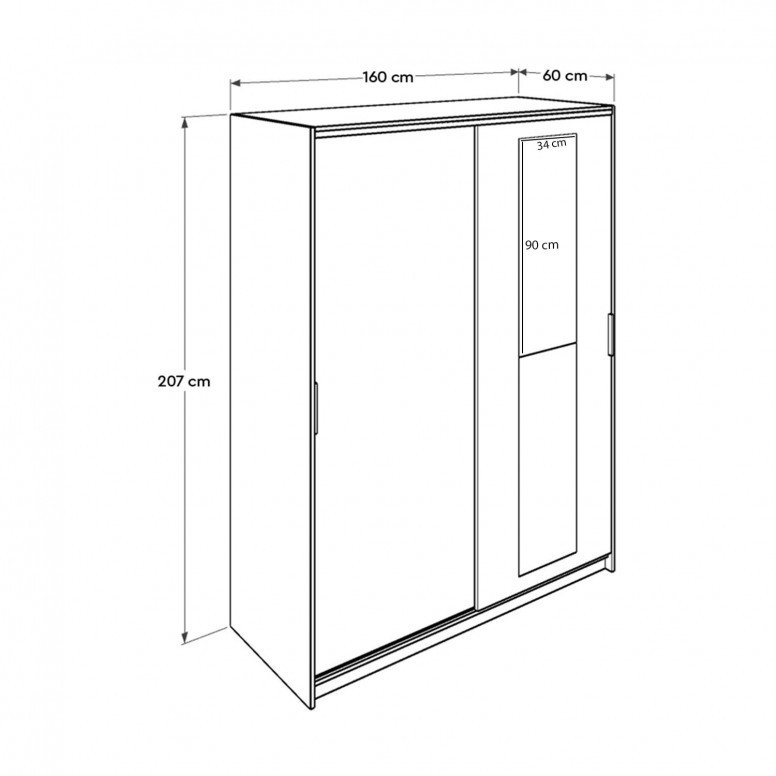 Dulap haine Model SWD-716, Stejar sonoma, 160x60x207 cm - 2 | YEO