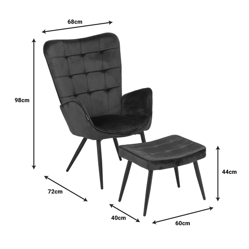 Fotoliu cu suport picioare Model Maddison, Crem/Natur, 68x72x98 cm