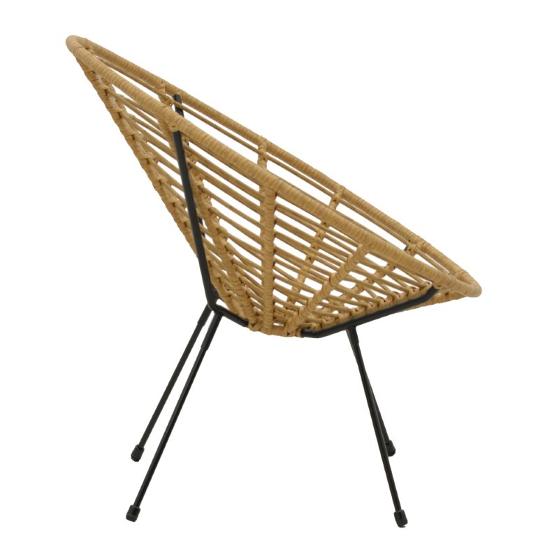 Fotoliu de exterior, Model Naoki, culoare natural si negru, metal si poliratan, 78x74x87 cm - 3 | YEO