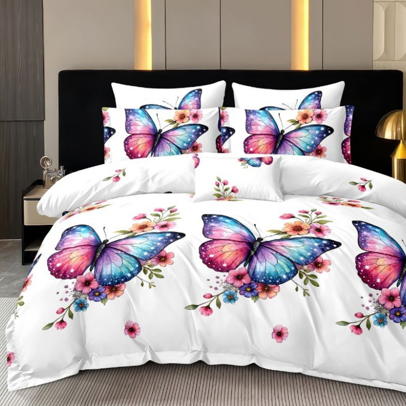 Lenjerie cu elastic 180x200cm, Lilivio, 4 Piese