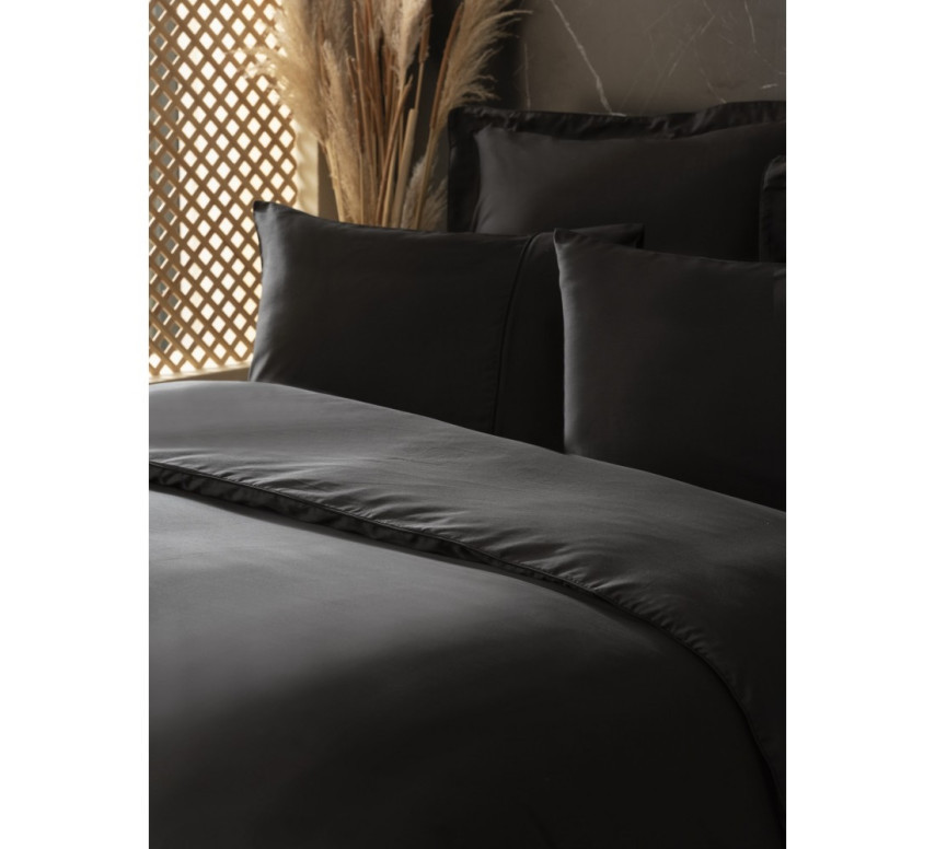 Lenjerie King Size Silky Negru (Satin Deluxe) - 1 | YEO